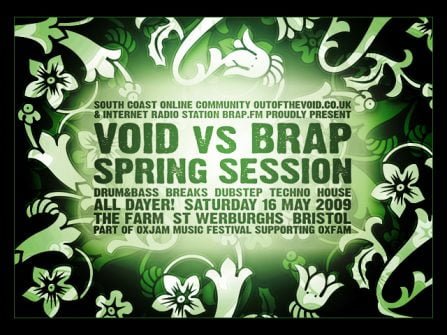 Green text flyer for DVNT playing in Bristol, 2009