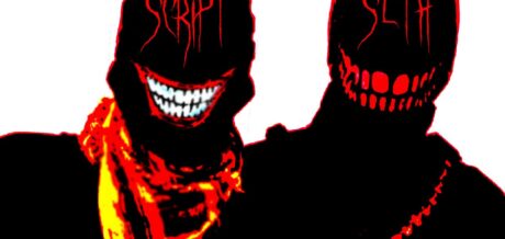 A coloured silhouette of Warcrimes' Seth and Script