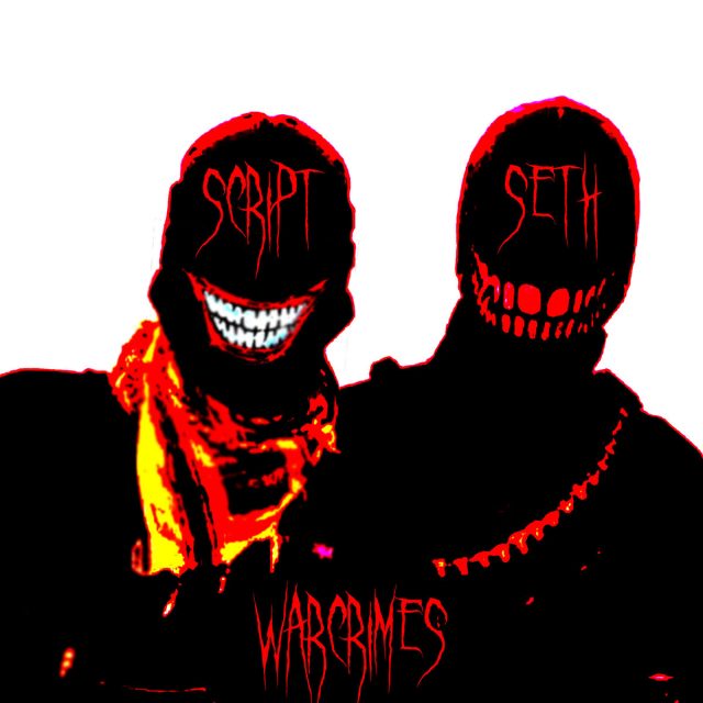A coloured silhouette of Warcrimes' Seth and Script