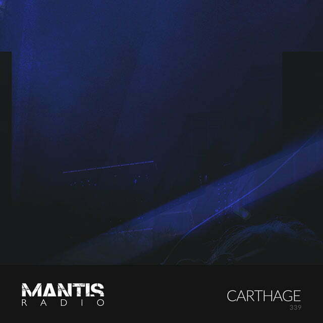 Blue background scene representing the music of CARTHAGE - Mantis Radio